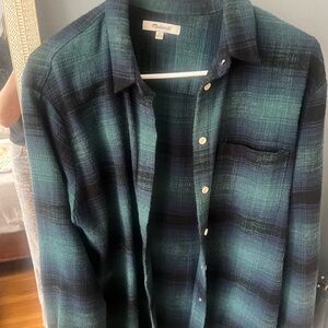 Madewell Women's Medium Flannel Shirt Button Down Plaid Cozy Oversized Top